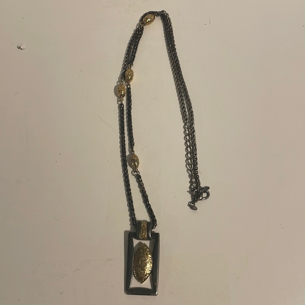 Premier Designs Darkened Silver Tone and Gold Tone 20 Inch Pendant Necklace